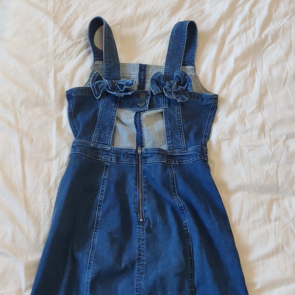 Madewell denim apron bow back dress